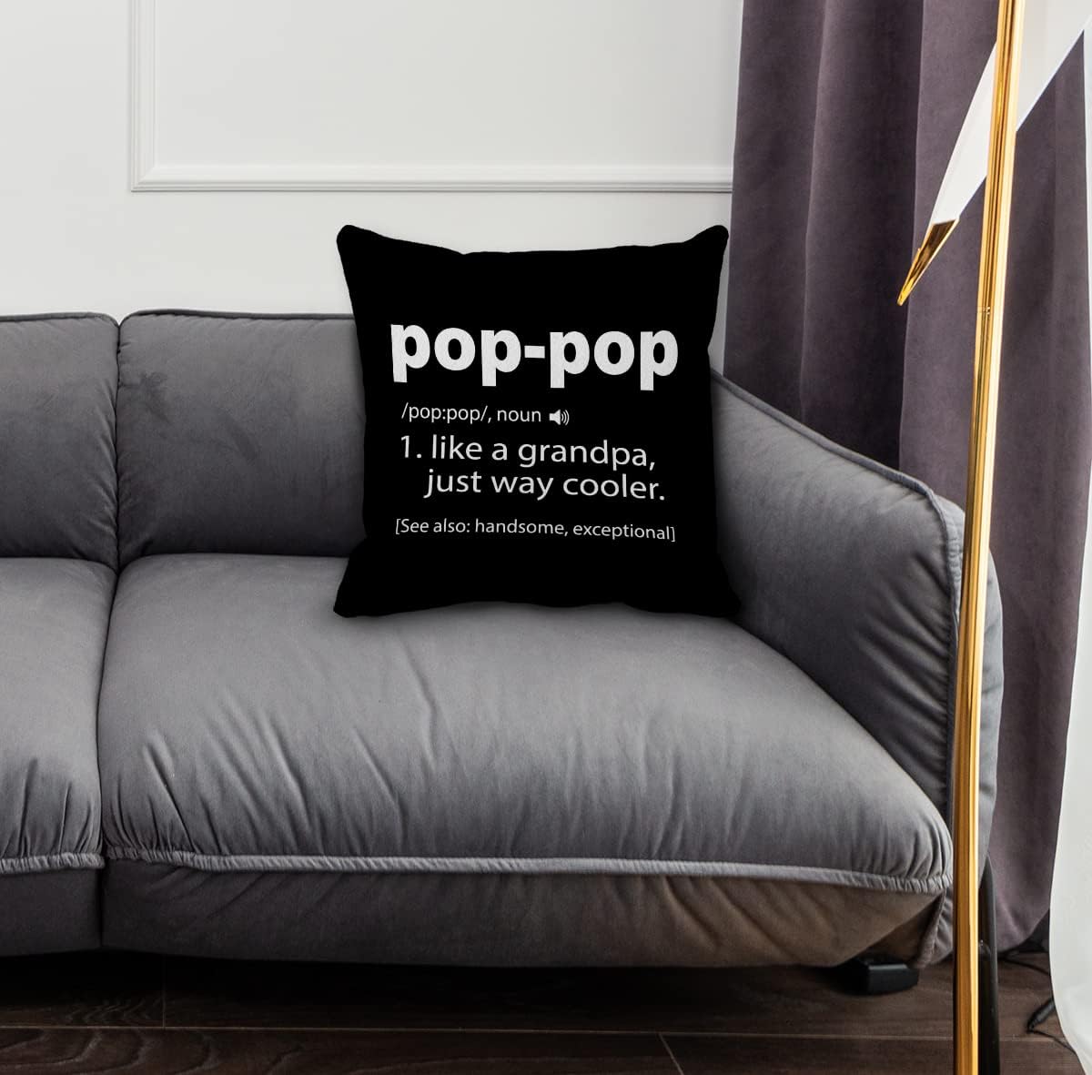 Grandpa Themed 18″×18″Pop-Pop Definition Decorative Throw Pillow Case for Home Living Room Sofa Couch Bed Decor,Grandpa Grandfather Birthday from Granddaughter Grandson BST202