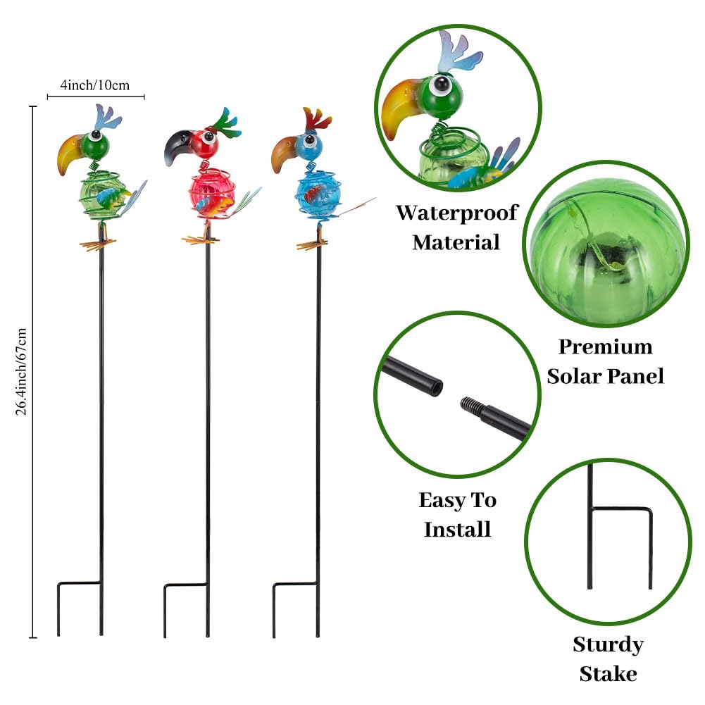 Viveta Garden Solar Lights Decorative, 2 Pack Metal Peacock Solar Lights Stake for Outdoor Garden Patio Yard Lawn Decorations