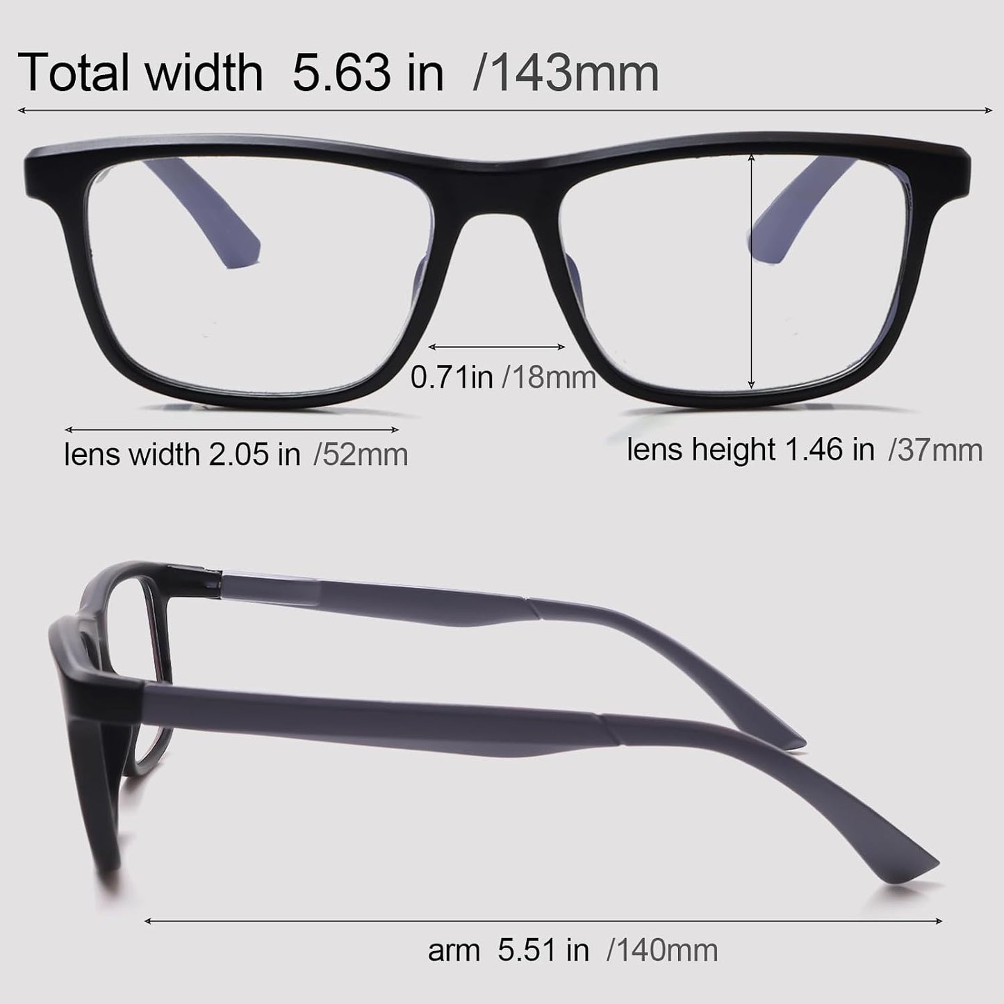 Henotin Blue Light Reading Glasses for Men - Traditional Frames - Readers with Spring Loaded Hinges WN420