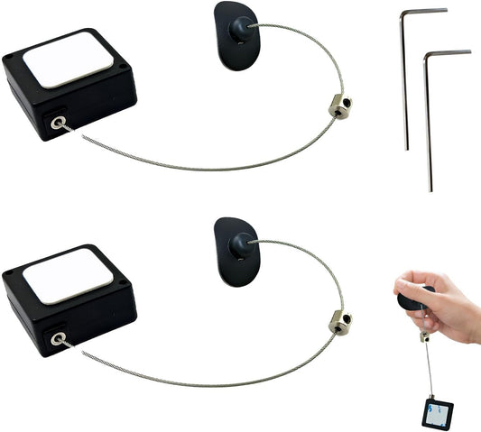 2pcs Retractable Remote Control Tether, 3.28Ft Adjustable Remote Control Security Lanyard Lock with Cable Leash Length Clasp for TV, Gaming Controller, Tablets, Showroom, Electronic Devices WN420
