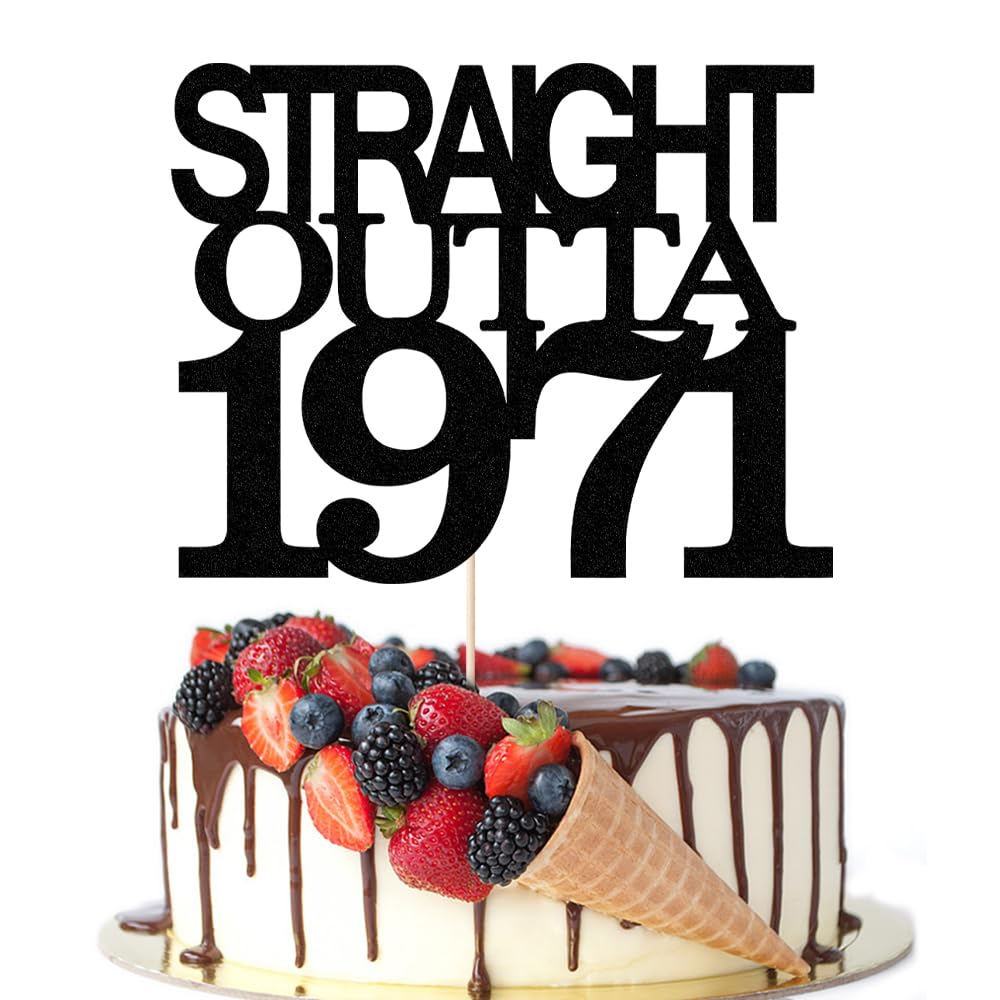 Black Glitter Straight Outta 1961 Cake Topper,Hello 65,Funny 65th | Birthday Cake Topper,65 Fabulous,Cheer to 65 Years,Men and Women 65th Birthday/Wedding/Anniversary Party Decorations BST202