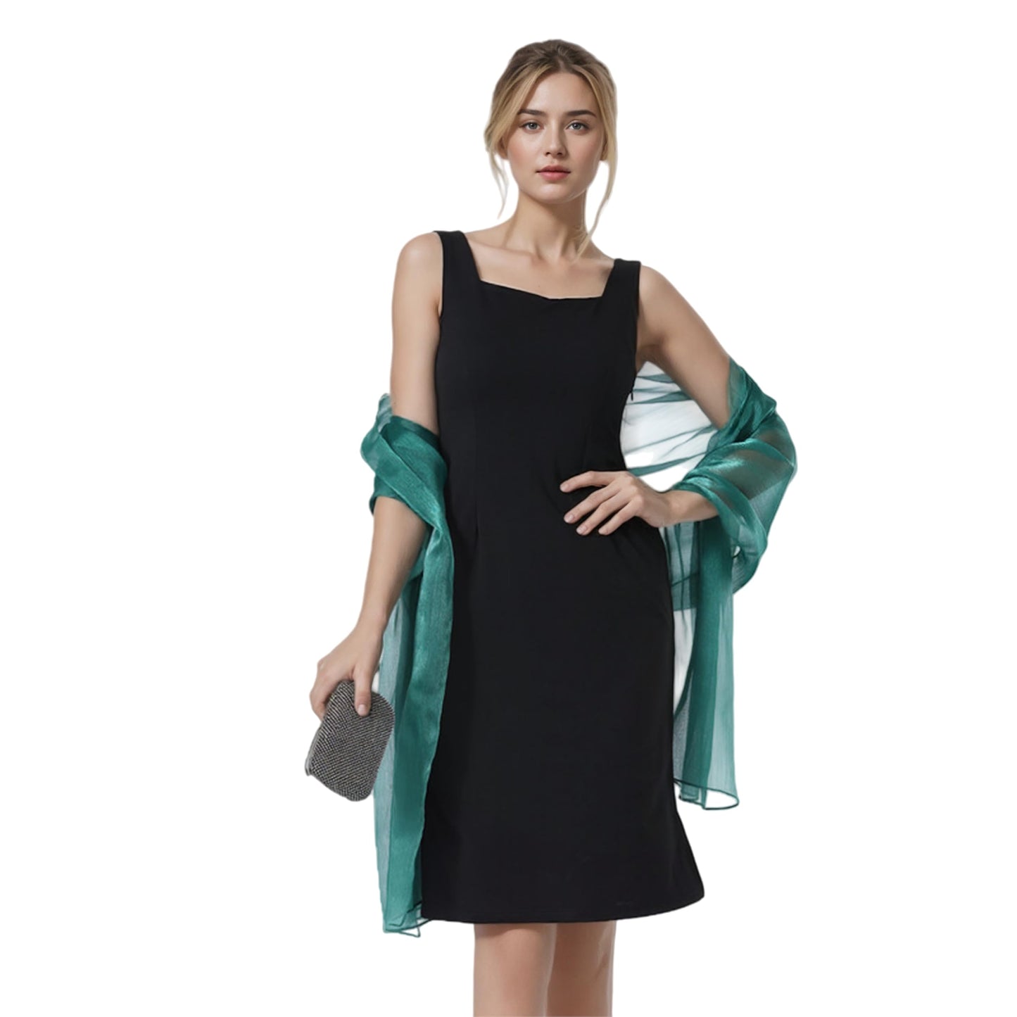 Women Sheer Crepe Shawl - Lightweight Soft Shimmer Wrap for Evening Party, Travel & Festival - Versatile Elegant WN420