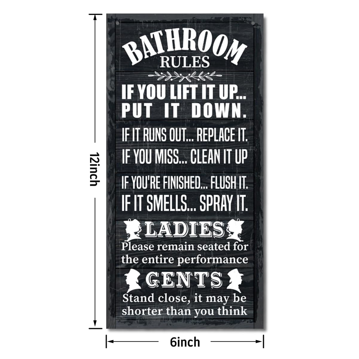 Rustic & Funny Bathroom Signs - Western & Farmhouse Bathroom Rules Wall Decor E1 BST202
