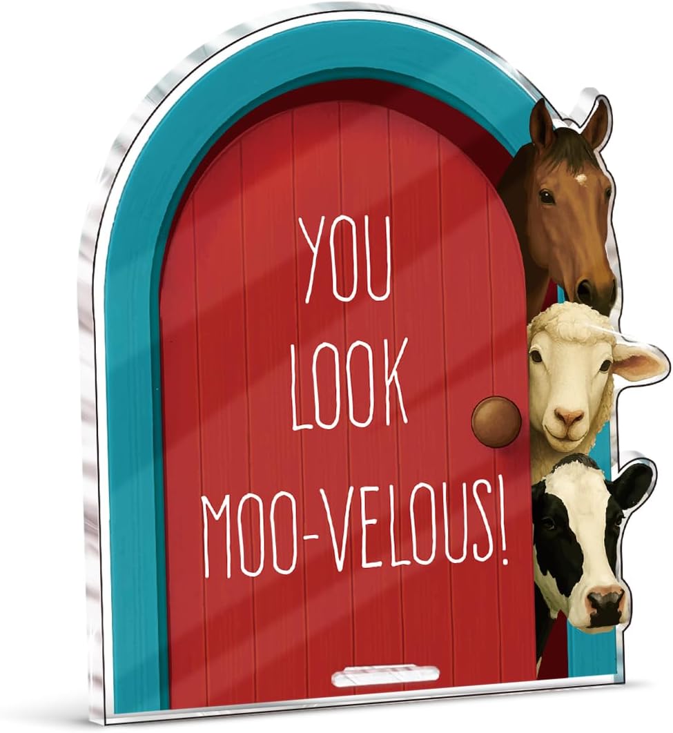 Funny Farmhouse Bathroom Decor - Funny Farm Animals Bathroom Sign for Restroom Shelves Toilet Tank Decor - Moo-velous Sign BST326L