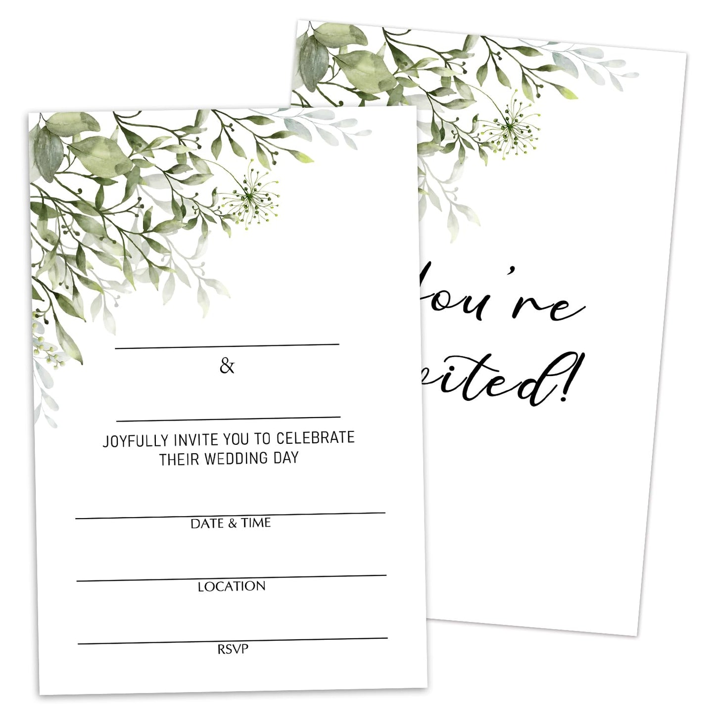 50 Years Anniversary Bridal Shower Invitations Cards, Set of 25 Gold Foil Floral Fill in Style 50th Year Wedding Invites Cards with Envelopes for Couples Marriage Party Supplies-T05 WN420