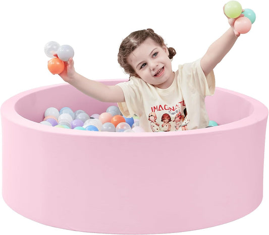 SHJADE Foam Ball Pit, 35.4"x 11.8" Ball Pits for Toddlers-Pink | Soft Memory Sponge Round Playpen Ball Pool for Kids, Ideal Gift for Babies, Indoor and Outdoor Game, Balls not Included DD1210