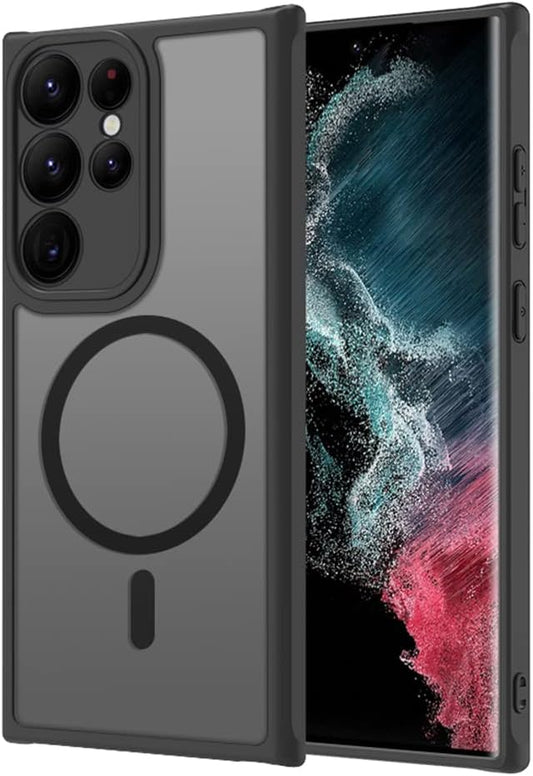 Anti-Fingerprints for Samsung Galaxy S23 Ultra Case Magnetic,[Full Camera Protection] [Compatible with Magsafe Accessories] Frosted Back Cover for Galaxy S23 Ultra 6.8", Black WN420