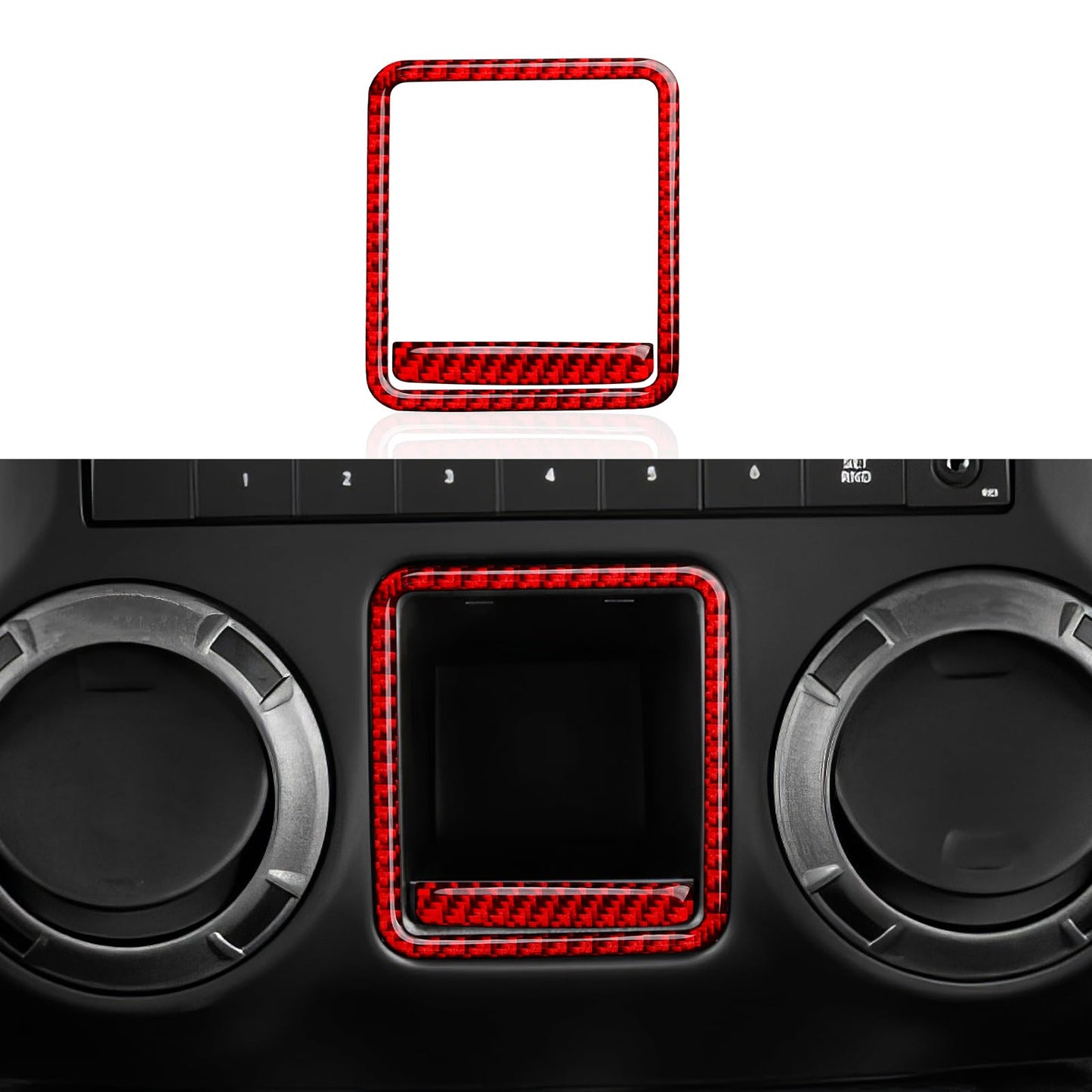 Car Gear Shift Lower Panel Sticker Carbon Fiber Decal Interior Trim Cover for Jeep Wrangler 2011 2012 2013 2014 2015 2016 2017 Accessories (Red) BST220