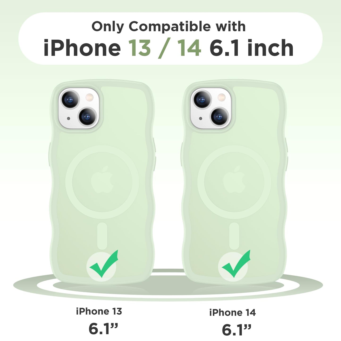 Magnetic for iPhone 13 Pro Case, Compatible with MagSafe Cute Wave Non-Slip Translucent Matte Easier Grip Shockproof Phone Case for iPhone 13 Pro, Black WN420