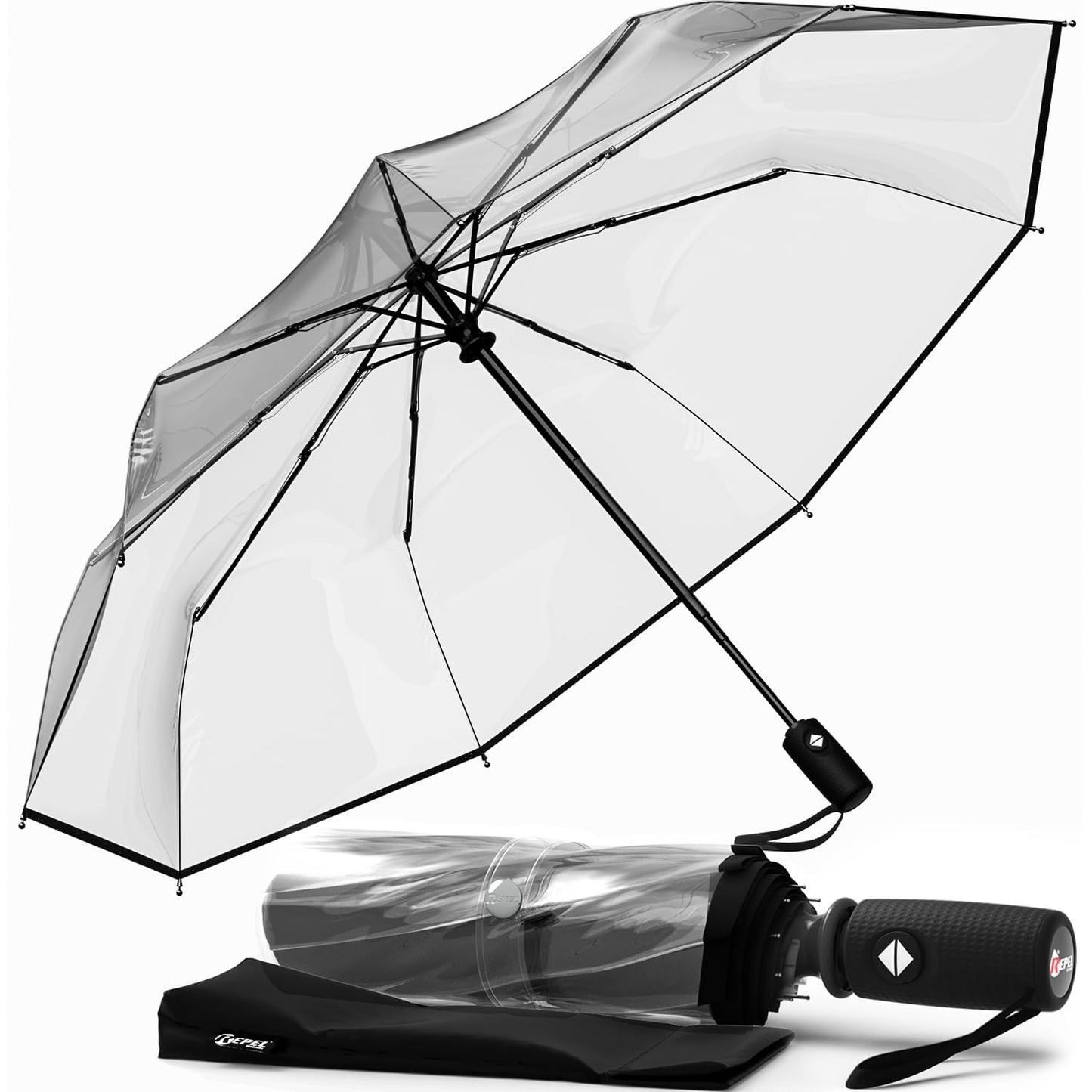 Repel Windproof Travel Umbrella - Compact & Withstands Winds up to 100MPH , Strongest Premium Auto Folding Umbrella for Rain and Sun - Durable, Light & Portable for Women & Men , Fits Backpack & Cars