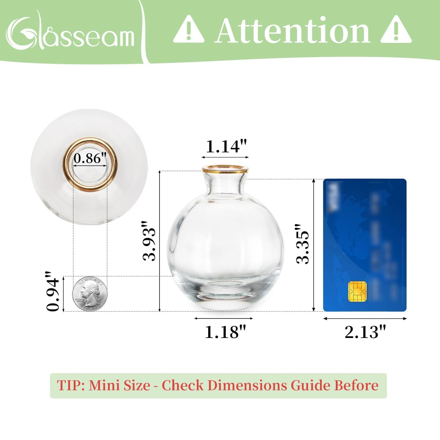 Glasseam Clear Glass Bud Vase, 3Pcs/Set Modern Decorative Small Mini Flowers Vases Short Minimalist Aesthetic Home Decor Vintage Cute Handmade Tiny Wedding Table Centerpieces for Single Flower Rose BST326H