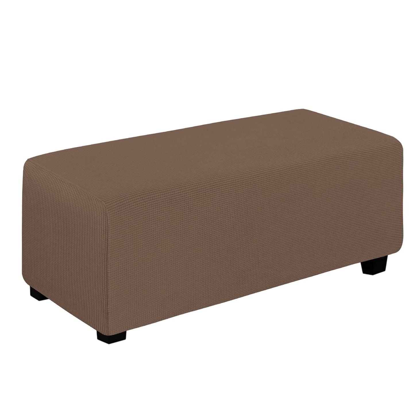 Easy-Going Stretch Square Ottoman Cover 15x15x15inch Dark Blue | Folding Storage Footstool cover Furniture Protector Soft Rectangle slipcover with Elastic Bottom BST202