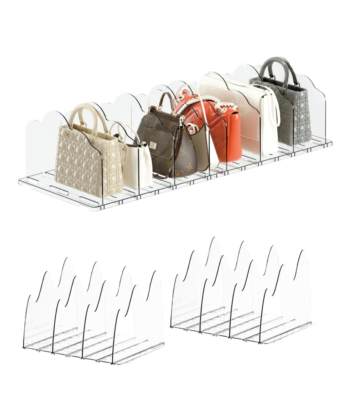 Adjustable Acrylic Purse Organizer for Closet Shelf – Clear Handbag Storage Divider, Pocketbook Rack, Clutch Holder, Purse Shelf Organizer for Women’s Closet Organization BST326H