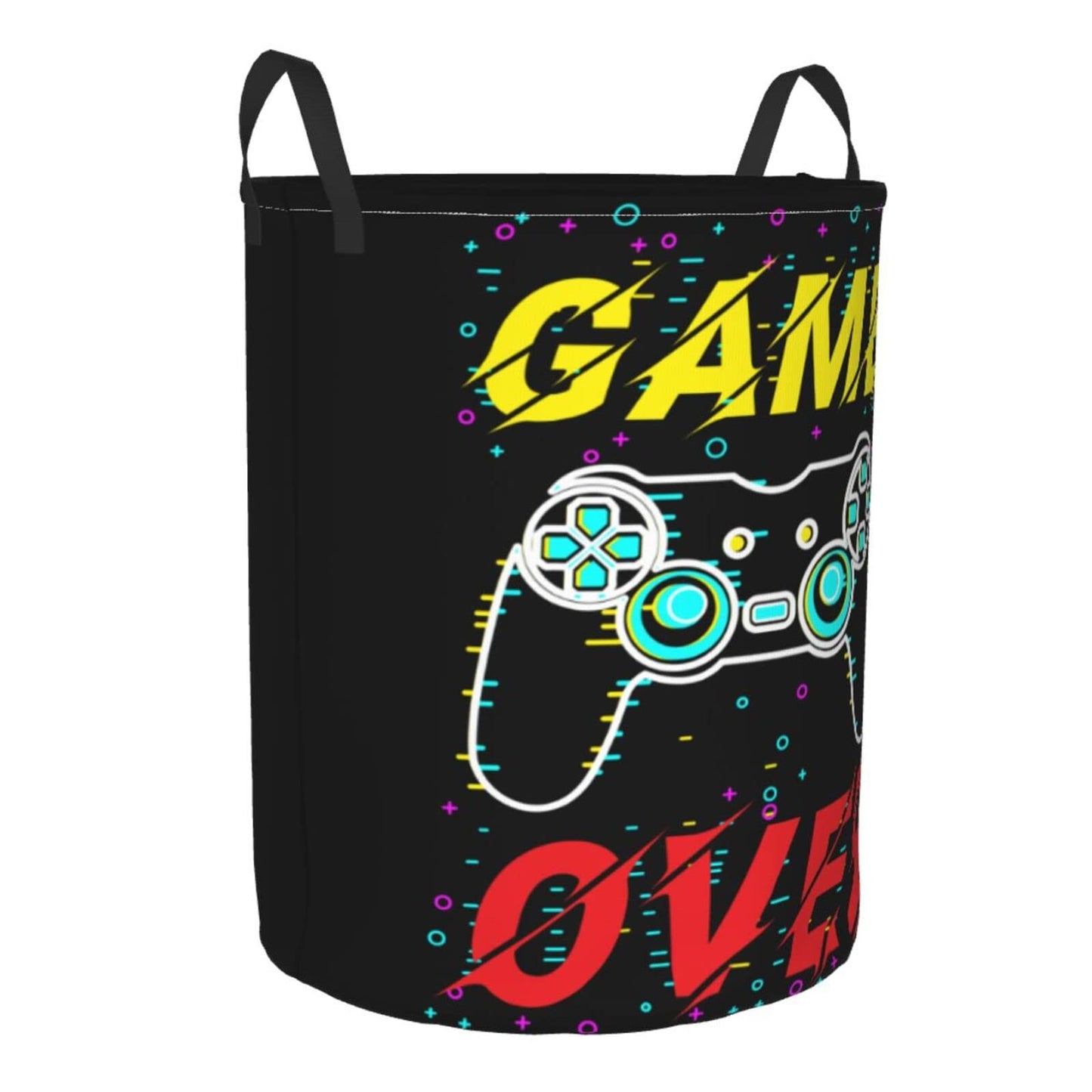 38L Round Laundry Hamper Video Game Controller Background Storage Basket Waterproof Coating Gaming Gadgets Organizer Bin For Nursery Clothes Toys BST202