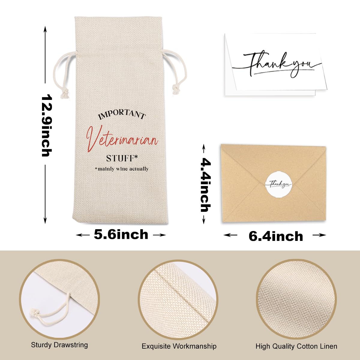 Teacher Appreciation Wine Bag With Thank You Card - Cool Christmas Birthday Gifts for Women Men - Important Teacher Stuff BST202