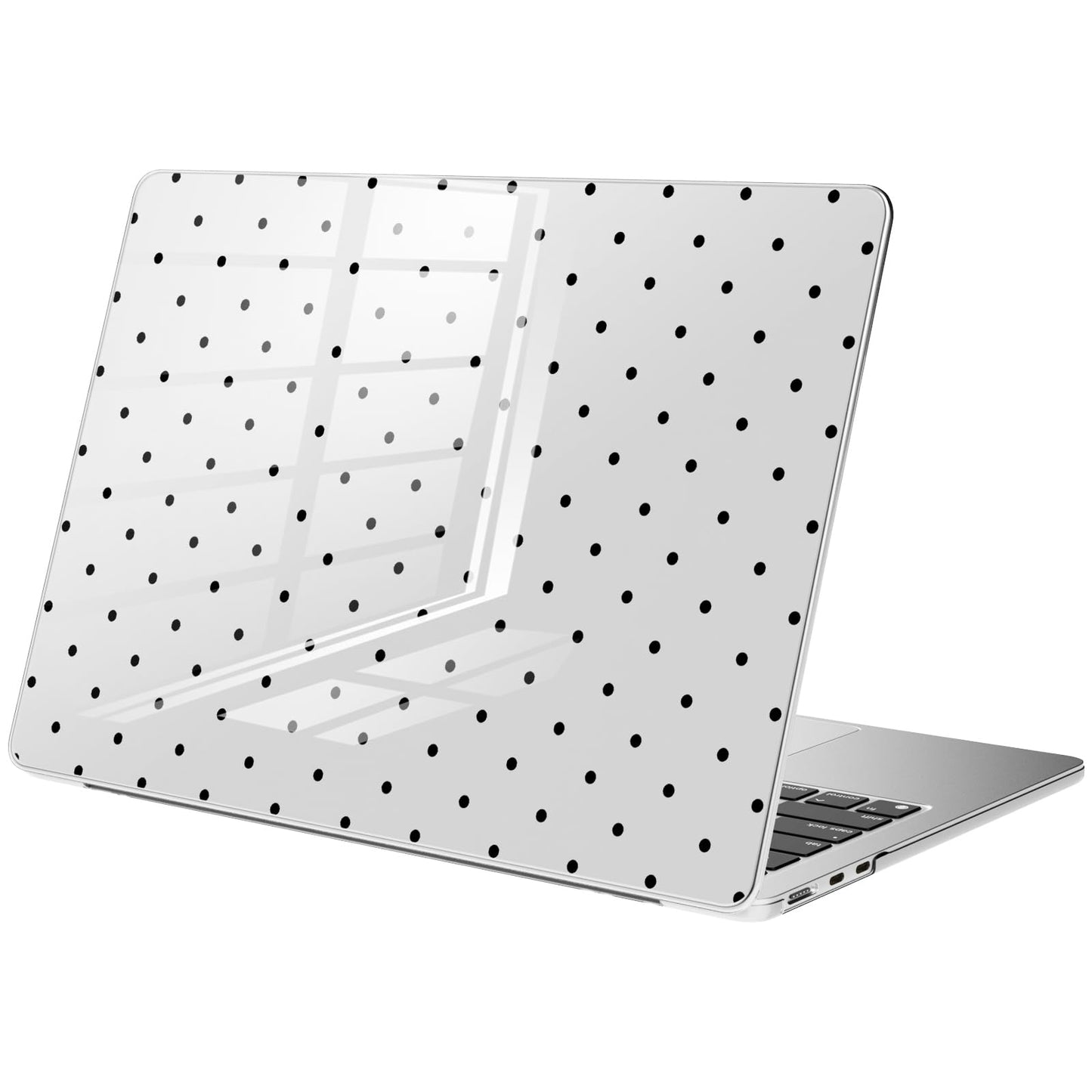 Compatible with MacBook Air 15 inch Case M5 M4 M3 M2 2026-2023 Release A3448 A3241 A3114 A2941, Cute White Polka Dot Protective Hard Shell Clear Black Cover for Mac Air 15.3 inch WN420