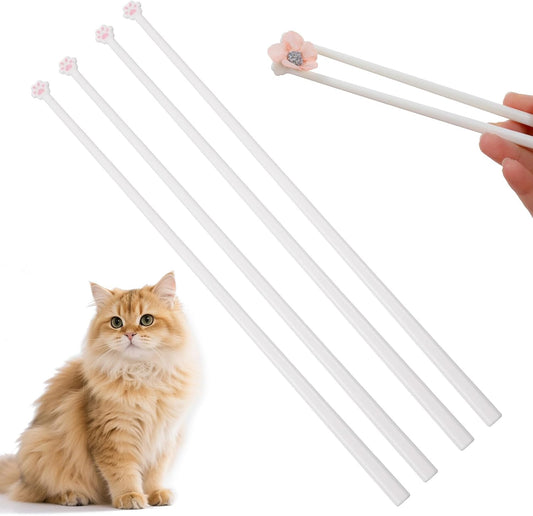 2 Pairs Cute Cat Paw Chopsticks, Cat Chopsticks, Snack Chop Sticks,Cute Fun Pink Paw Prints Lightweight Non-Slip Grip Eating Reusable Chopstick, Kitty Themed Chopstick Gift for Cats Lovers WN420
