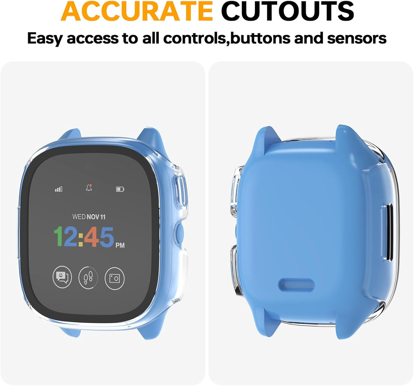 [2 Pack] BXKM Hard PC Case for Gizmo Watch 3 Screen Protector,Tempered Glass Film Hard Bumper Anti-Scratch HD Ultra-Thin Protective Cover for Gimzo Watch 3 (2pcs: Clear+Clear) WN420