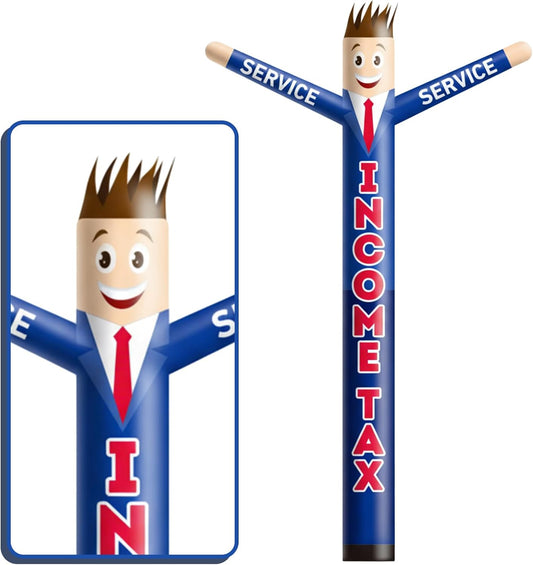 Soulchen 20FT Tall Income Tax Service Man White Blue Inflatable Tube Man Guy Air Blower Dancer Body Waving Puppet for Outdoor Decoration Advertising Business Promotion BST326H