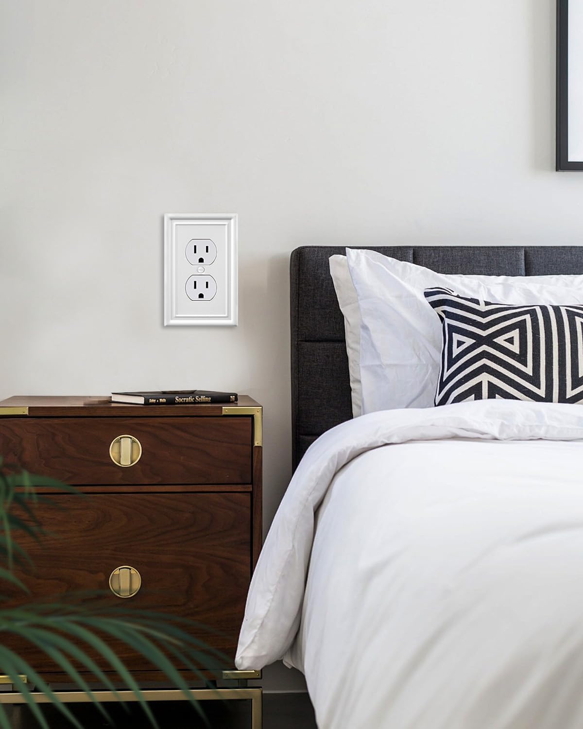 Decorative Metal Wall Plates, Switch Plates Outlet Covers (Off White/1 Decorator 4 Pack) WN420