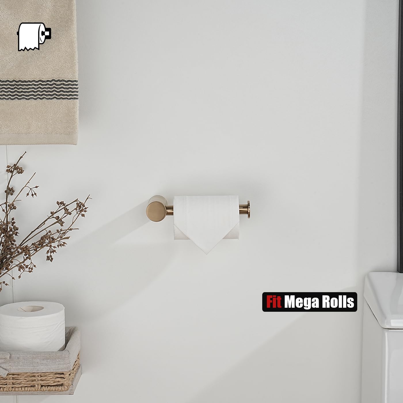 JQK Chrome Toilet Paper Holder, 5 Inch 304 Stainless Steel Thick 8mm Tissue Paper Dispenser for Bathroom, Hold Mega Rolls, Polished Chrome Wall Mount, TPH600-CH BST220