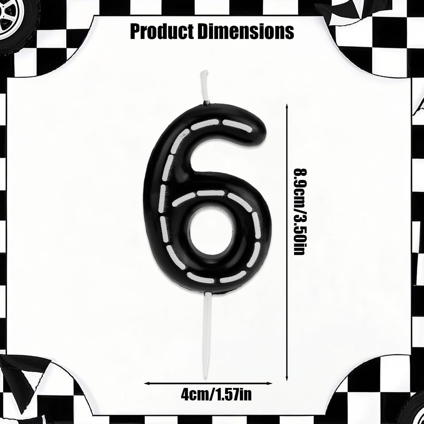 Birthday Number Candles, Black White Numeral Birthday Candles Racing Cars Themed Cake Decoration Cake Topper for Bday Anniversary Wedding (Number 2) BST326L