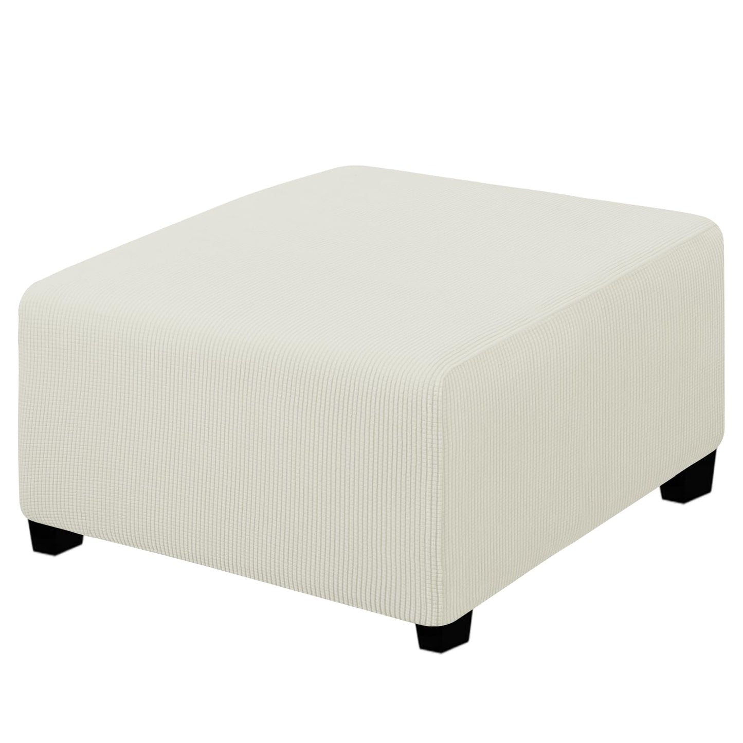 Easy-Going Stretch Square Ottoman Cover 15x15x15inch Dark Blue | Folding Storage Footstool cover Furniture Protector Soft Rectangle slipcover with Elastic Bottom BST202