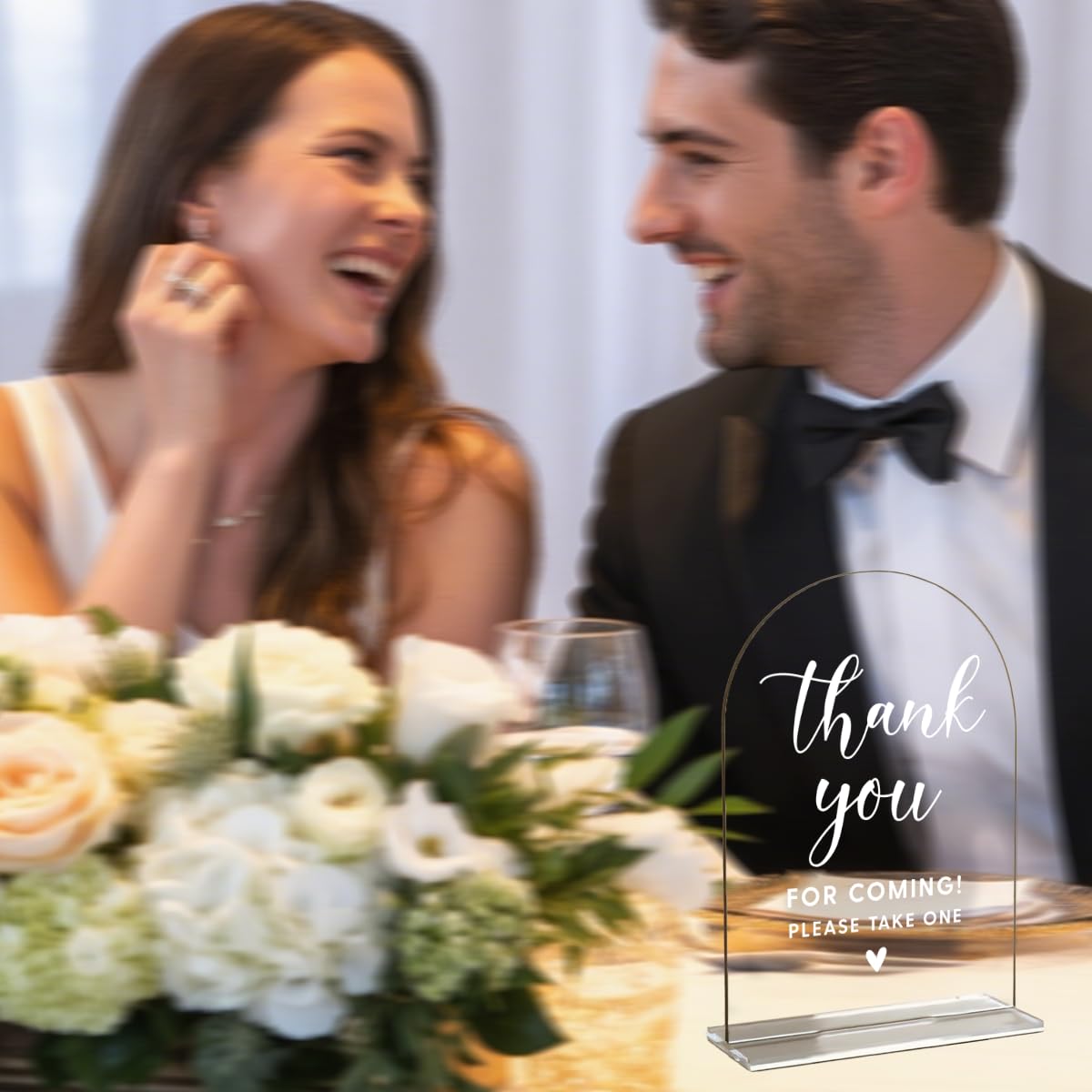 Acrylic Wedding Signs, Bridal Shower Decorations, Modern Arched Round Top Acrylic Table Top Sign with Holder for Wedding Reception Party Dinner - Can't Wait to See What Develops (Clear) BST326L