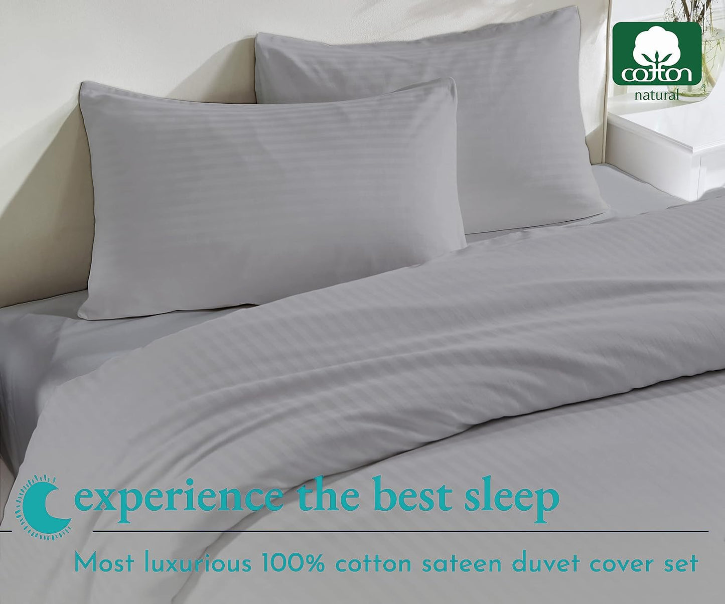 100% Cotton Oversized King plus 3 Piece Duvet Cover set 128x120 inch Breathable Luxury Soft & Cozy | Durable and Fade Resistant | Double Hem-Stitched Sateen Weave (Oversized King plus, White) BST220