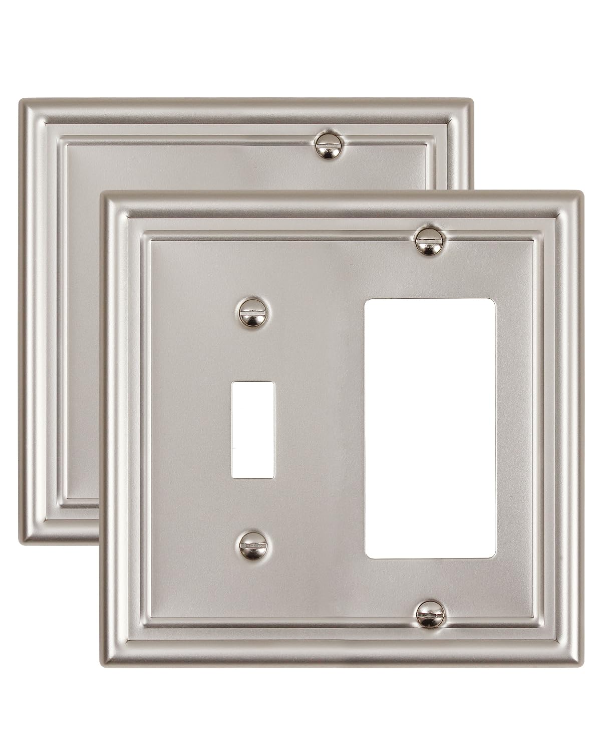 Decorative Metal Wall Plates, Switch Plates Outlet Covers (Off White/1 Decorator 4 Pack) WN420