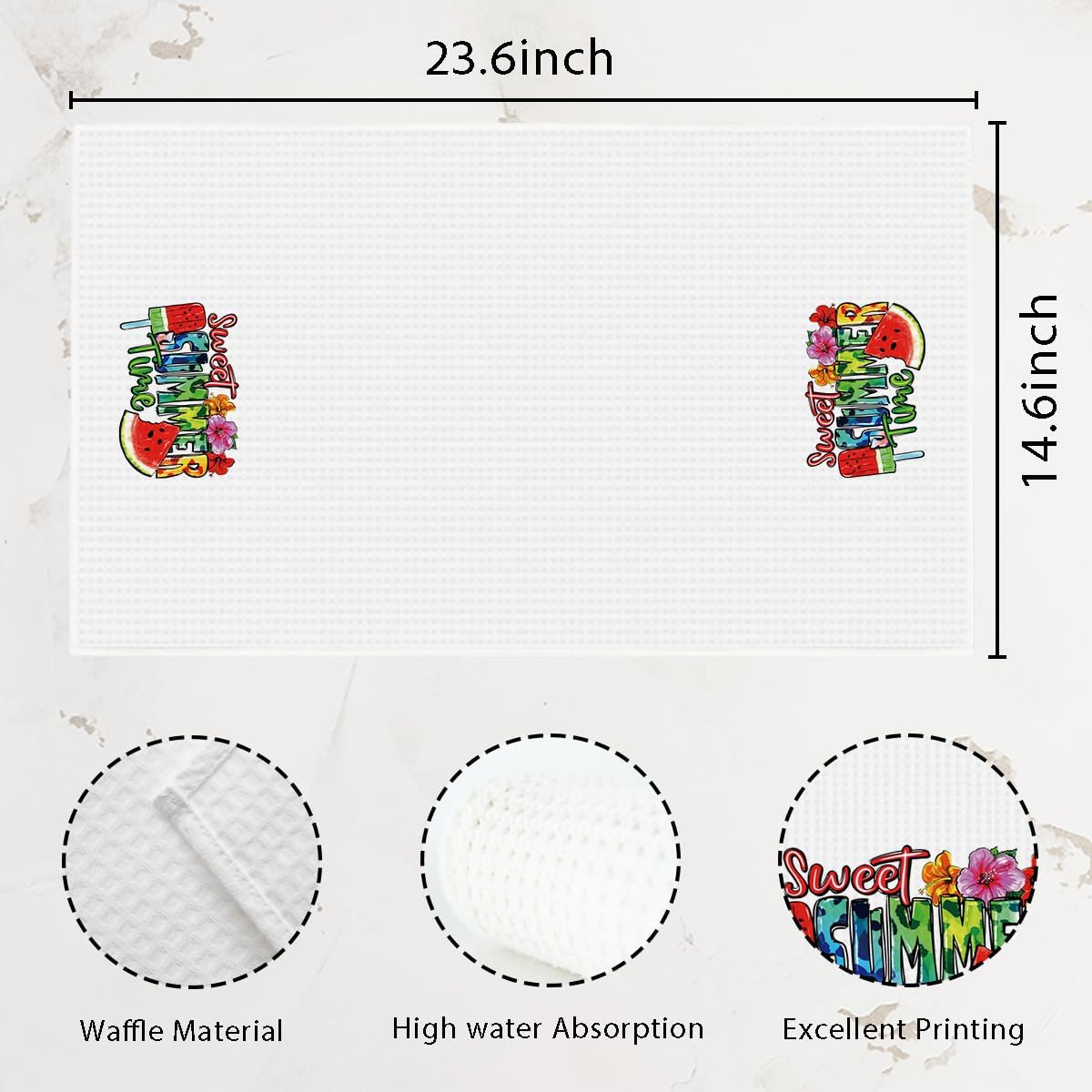Hello Summer Kitchen Dish Towel Summer Watermelon Lover Gifts Tea Towel for Tea Room Toilet Bathroom Home Kitchen Decor Accessories BST220