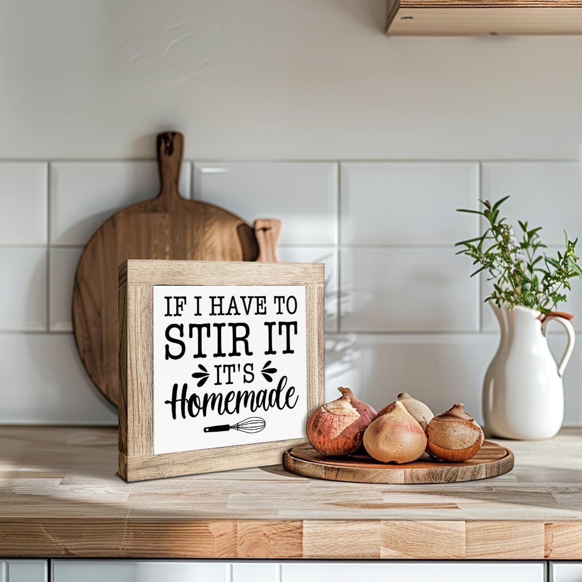 Just A Spoonful of Sugar Sign, Coffee Decor Sign, Rustic Kitchen Box Signs, Coffee Station Decor, Modern Farmhouse Home Decors for Kitchen Bar, Cafe Decors, Freestanding Wooden Plaque BST326L