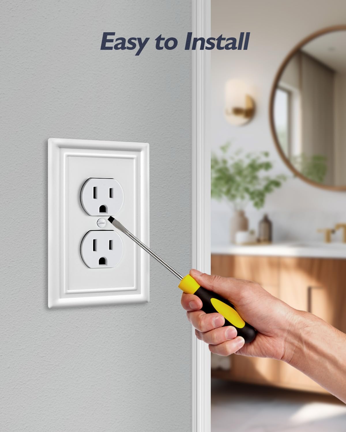 Decorative Metal Wall Plates, Switch Plates Outlet Covers (Off White/1 Decorator 4 Pack) WN420