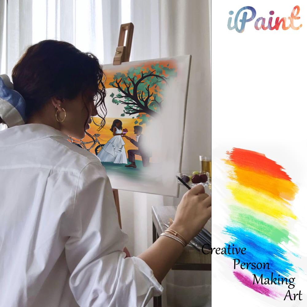 2Pcs Sip and Paint Kit for Adults,Valentines Couple Painting Kit Supplies Canvas, Pre Drawn Canvas to Paint for Date Night for Couples DIY Acrylic Painting Kits Party Favor 8×10 WN420
