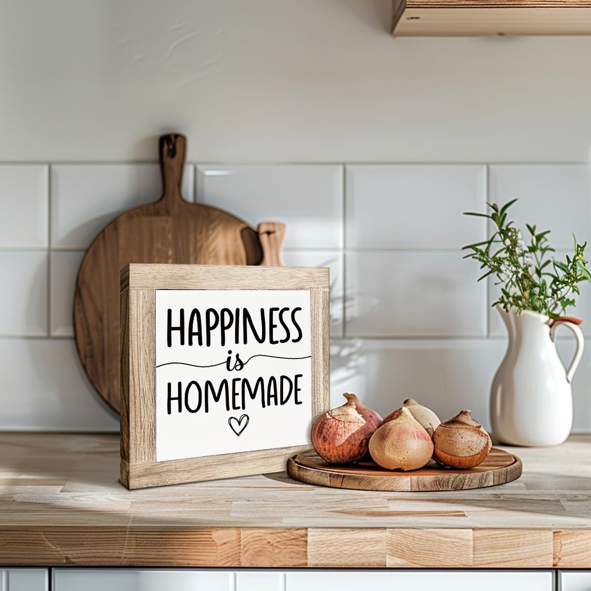 Just A Spoonful of Sugar Sign, Coffee Decor Sign, Rustic Kitchen Box Signs, Coffee Station Decor, Modern Farmhouse Home Decors for Kitchen Bar, Cafe Decors, Freestanding Wooden Plaque BST326L