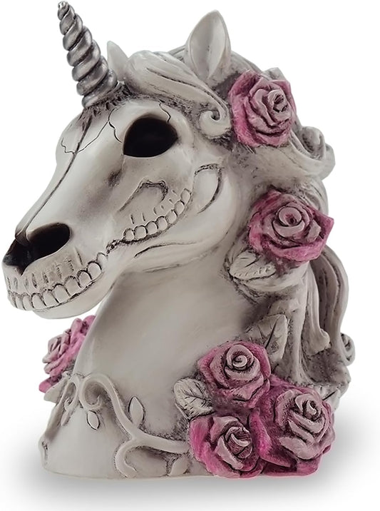 Gothic Unicorn Skull Piggy Bank Sugar Skull Gift for Women Adults Halloween Skeleton Day Dead Goth Home Decor BST220