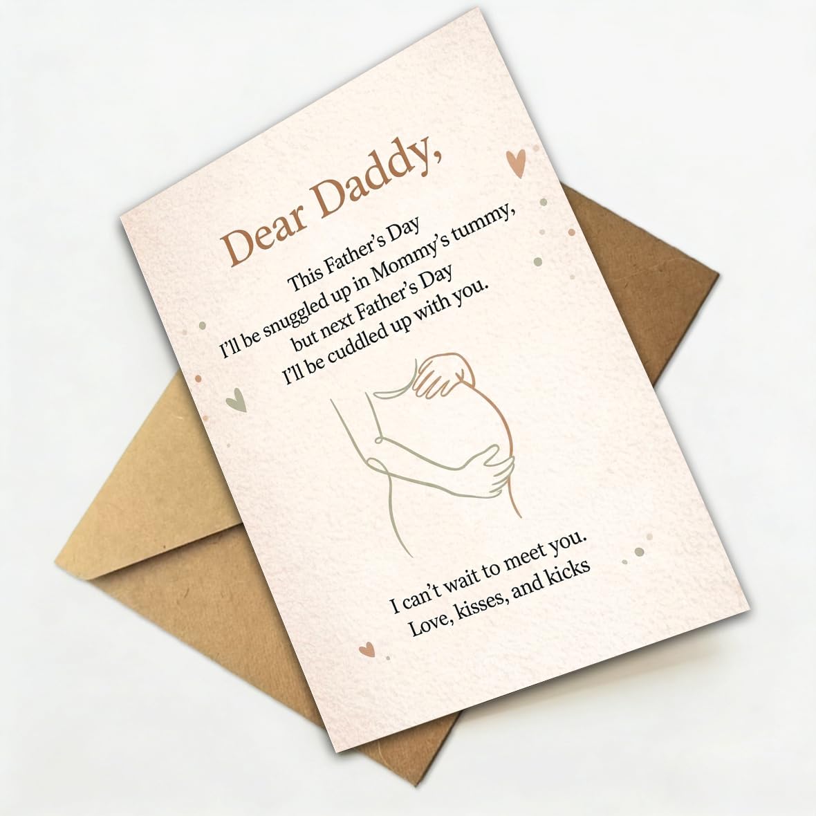 Memorial Fathers Day Card for Husband, Fathers Day Card for Husband in Heaven, Sympathy Fathers Day Gift, with Kraft Envelope and Gold Seal Sticker BST220
