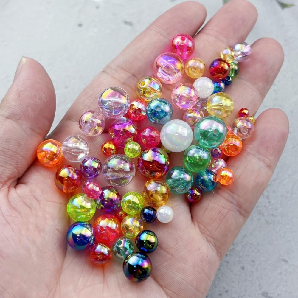 2000pcs 4mm Acrylic Round Beads AB Colors Acrylic Beads Round Spacer Beads with Hole for DIY Bracelet Necklace Jewelry Making Supplies Handmade Craft(Green AB) BST220
