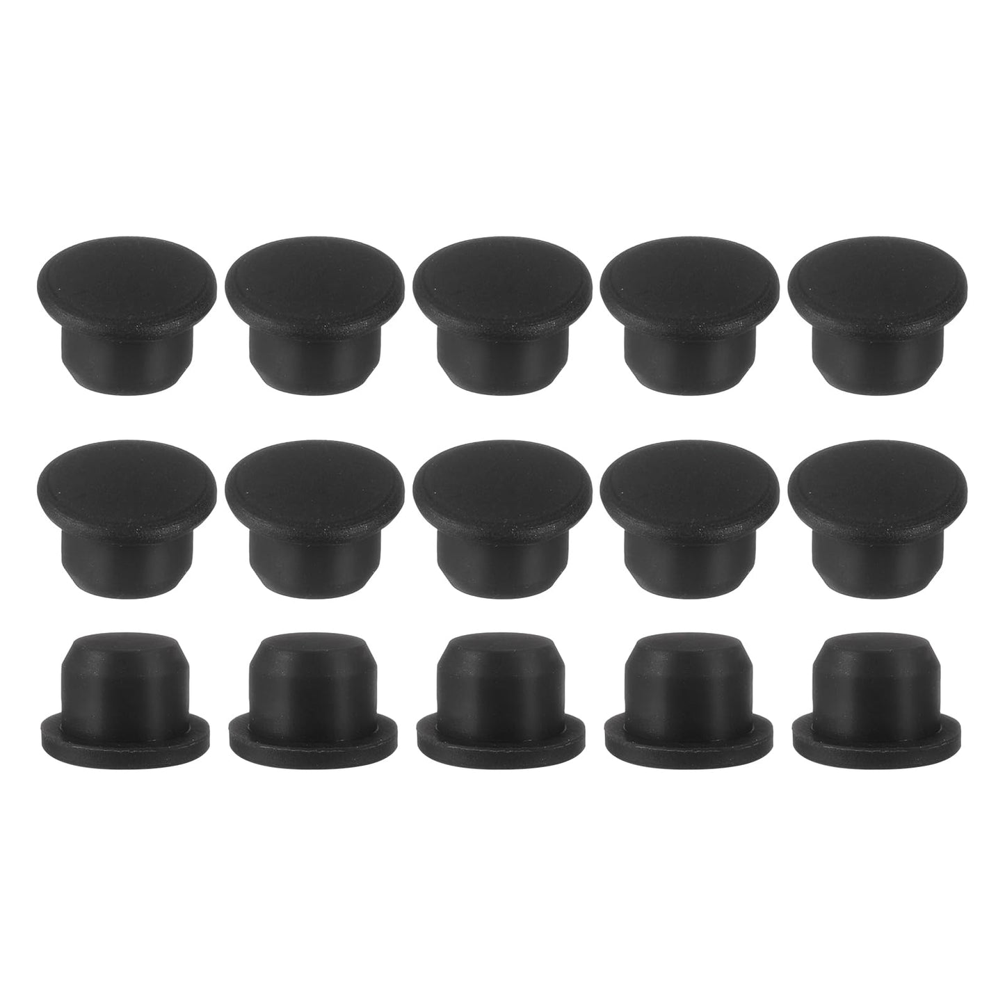 uxcell 15Pcs Silicone Hole Plug, Waterproof Solid T-Shaped Rubber Stoppers Bottle Seal Tube Pipe Plugs End Cap for 5.8mm/0.23" Hole for Bathtub Bottle, 0.31" Plug Height, Black BST326L