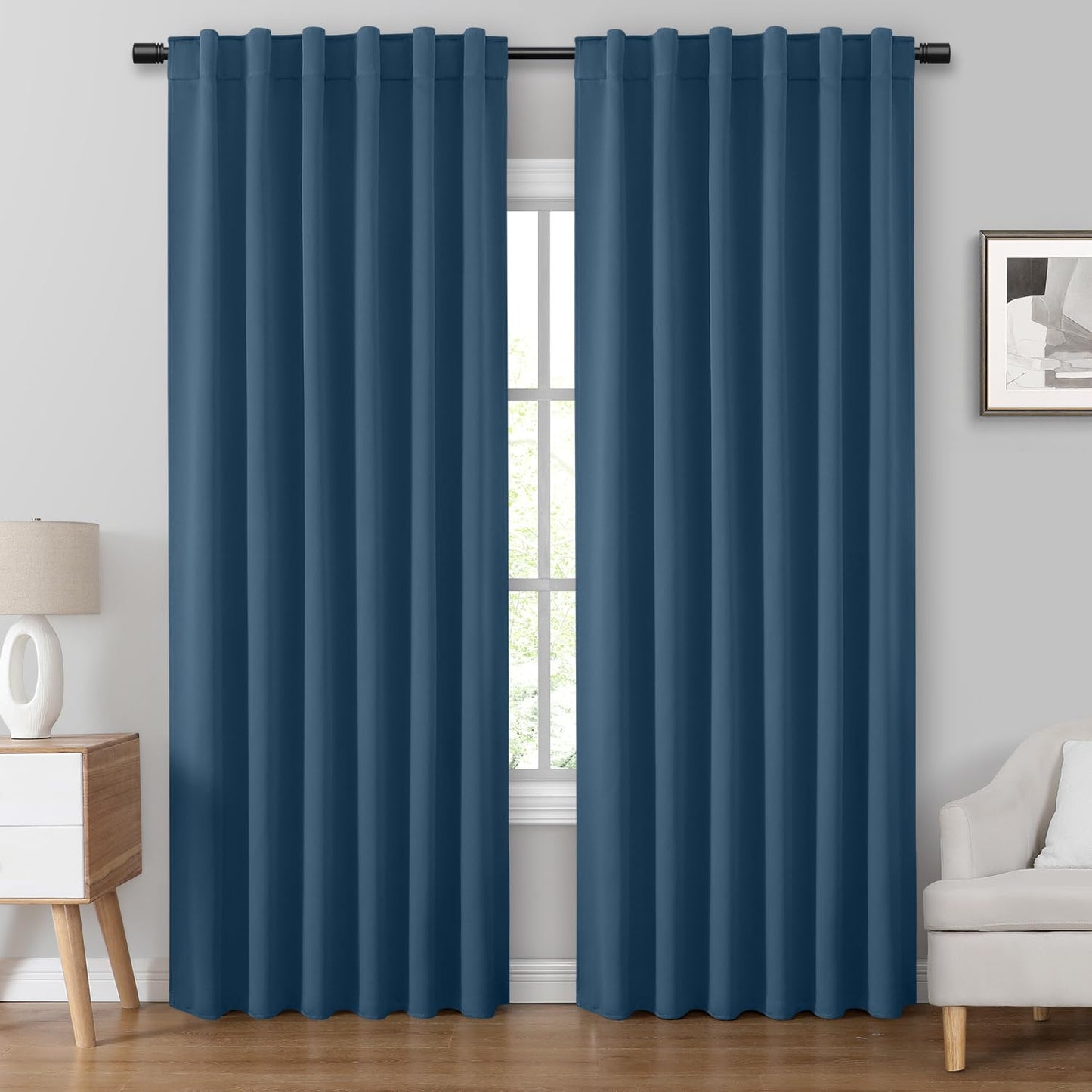 HOMEIDEAS Blackout Curtains, 2 Pages Grey Gray Room Darkening Bedroom Pinch Pleated Curtains Thermal Insulated Back Tab Rod Pocket Drapes for Bedroom, W52 x L63 BST326H