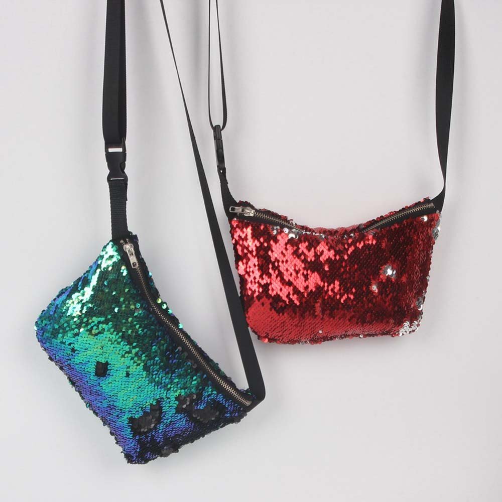 YEKEYI Reversible Mermaid Sparkling Sequins Glitter Belt Waist Bag Handbag Wallet Purse Case Cosmetic Makeup Bag Waist BST220