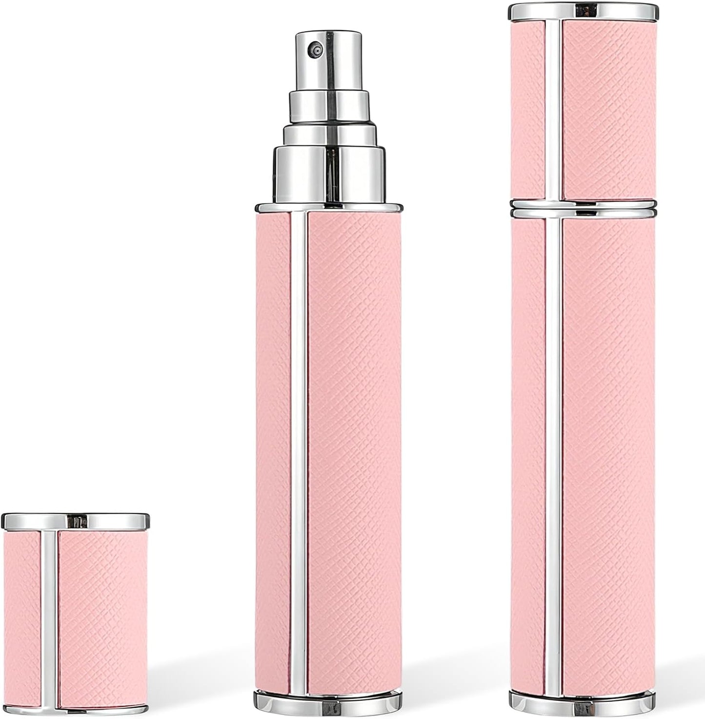 2PCS Travel Perfume Bottle 10ml Atomizer Perfume Spray Bottle Mini Portable Cologne Dispenser Leather Empty Fragrance Pump Dispenser for Many Scenes Gifts Small Pink Refill Sample BST202