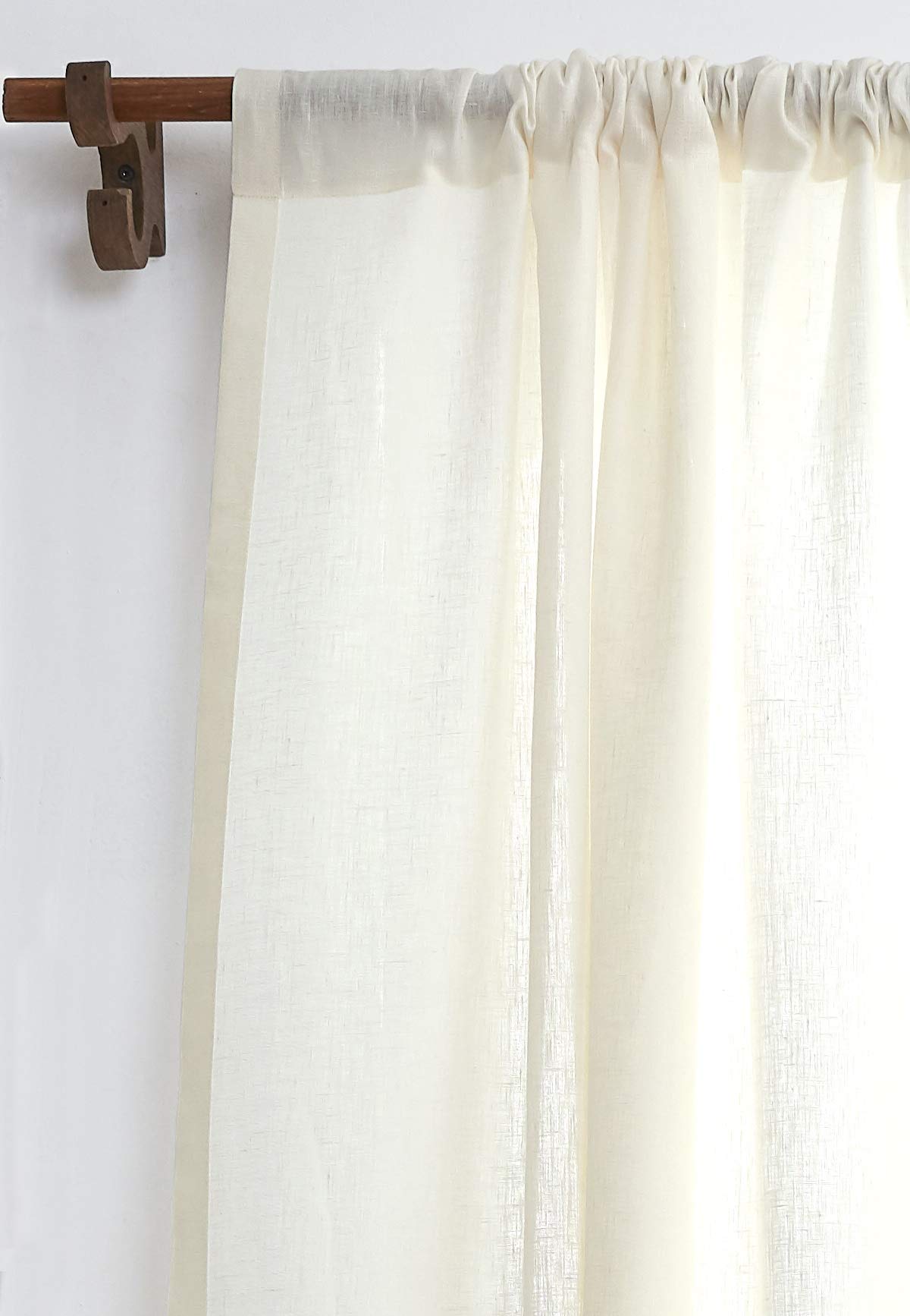 Solino Home 100% Pure Linen Curtain Panel Ivory, Linen Curtain 52 x 54 in | Drapery Panels a light filtering panel for any room, handwoven textured linen, rod pocket top, OEKO-TEX Certified, gift ready BST326SOLH