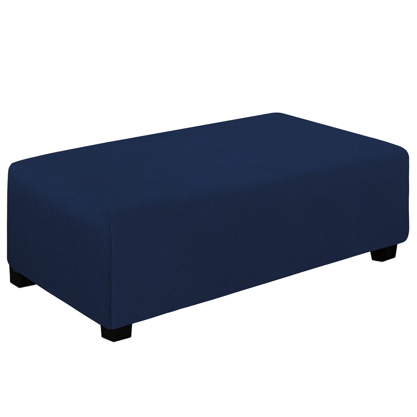 Easy-Going Stretch Square Ottoman Cover 15x15x15inch Dark Blue | Folding Storage Footstool cover Furniture Protector Soft Rectangle slipcover with Elastic Bottom BST202
