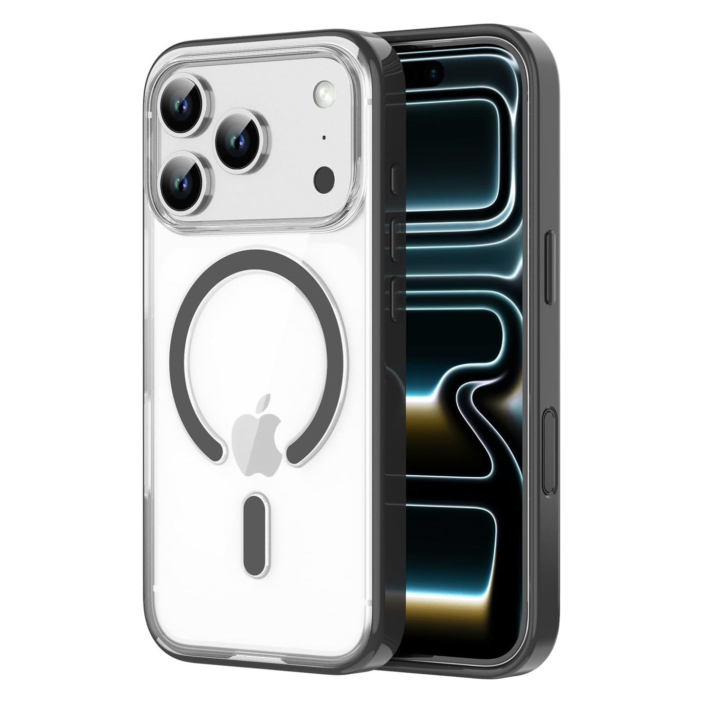 PULOKA for iPhone Case Compatible with Magsafe, Color Bumper & Clear TPU Back Hybrid Shockproof Cover (White, iPhone 16 Pro Max) WN420
