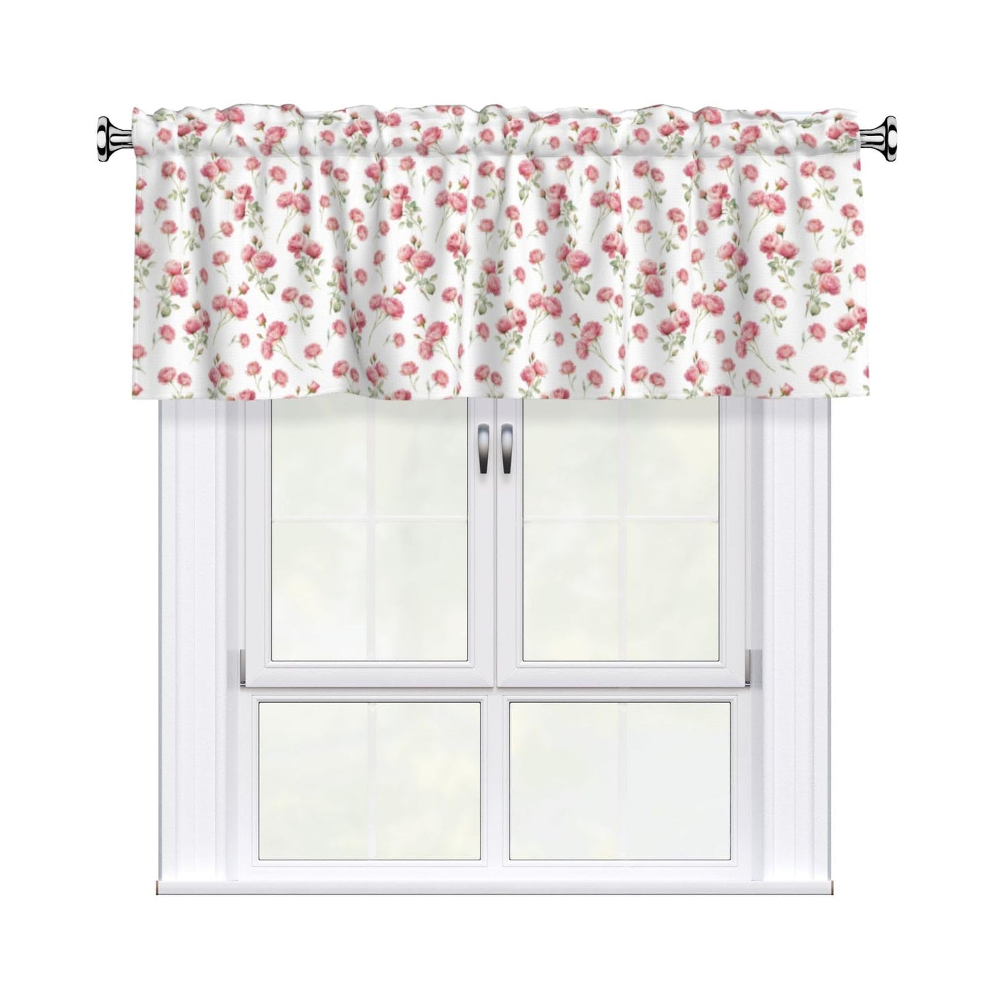 Easter Valances for Windows - Pink Spring Cafe Curtains Floral Bunny Short Curtains for Living Room Bathroom Bedroom Basement BST202