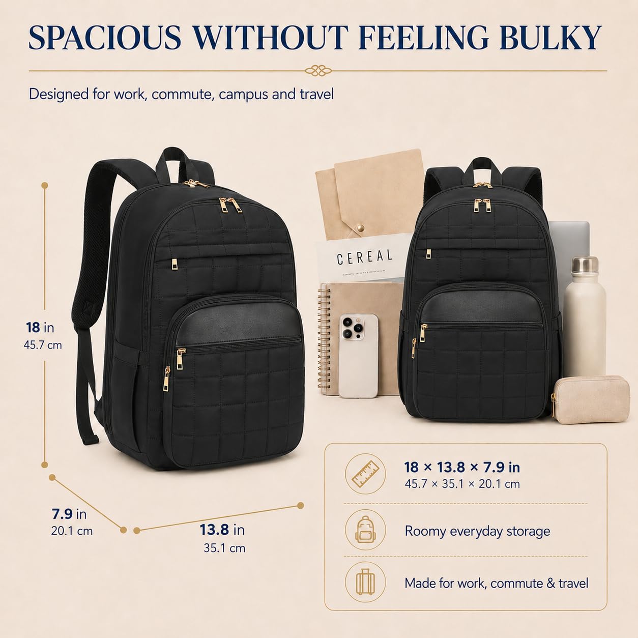 CAMTOP College Backpacks for Women, School Backpack with Insulated Lunch Pocket BST326H