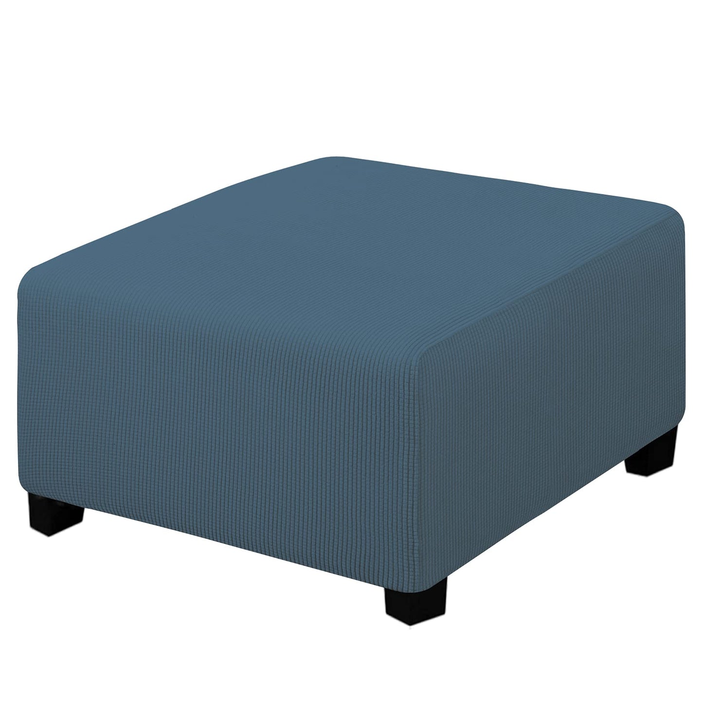 Easy-Going Stretch Square Ottoman Cover 15x15x15inch Dark Blue | Folding Storage Footstool cover Furniture Protector Soft Rectangle slipcover with Elastic Bottom BST202