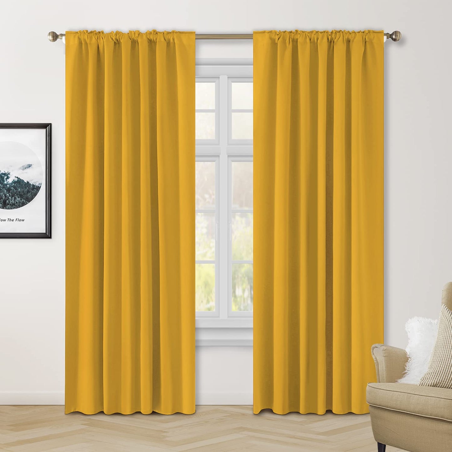 HOMEIDEAS Blackout Curtains, 2 Pages Grey Gray Room Darkening Bedroom Pinch Pleated Curtains Thermal Insulated Back Tab Rod Pocket Drapes for Bedroom, W52 x L63 BST326H
