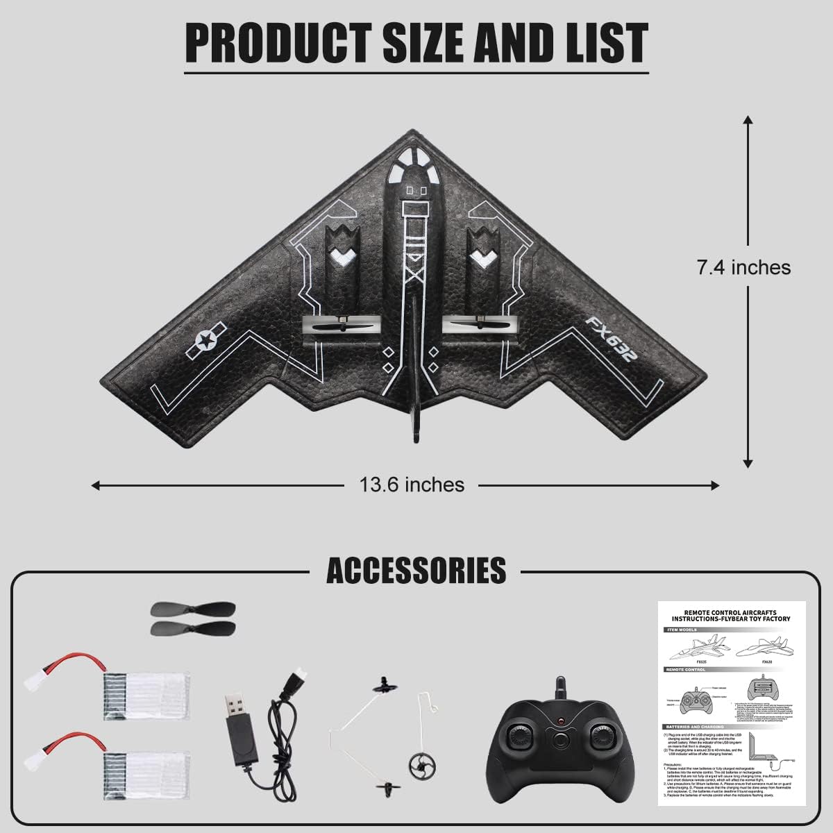 RC Airplane Remote Control B-2 Spirit Stealth Bomber Plane 62